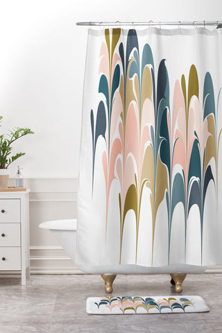 June Journal Zen Abstract Shapes Shower Curtain And Mat