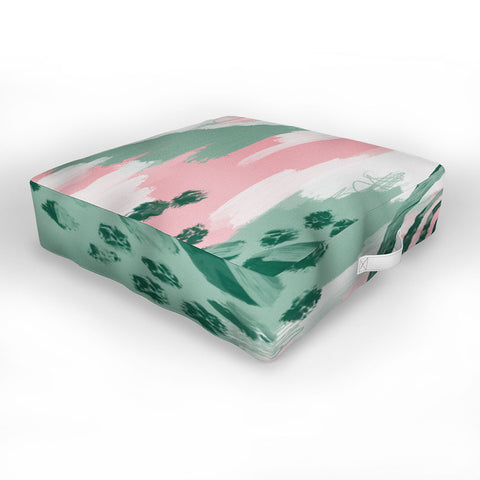 justin shiels Pink In Abstract Outdoor Floor Cushion