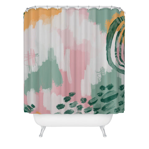 justin shiels Pink In Abstract Shower Curtain