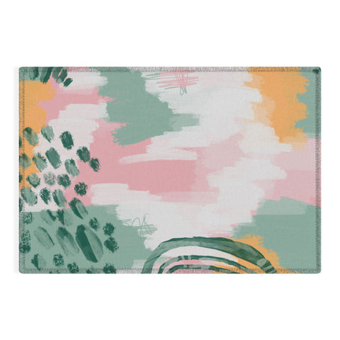 justin shiels Pink In Abstract Outdoor Rug