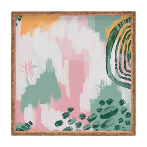 justin shiels Pink In Abstract Square Tray