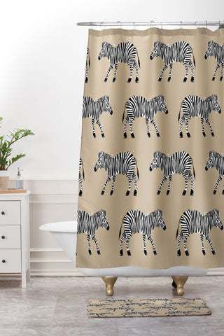 justin shiels Zebra I Shower Curtain And Mat