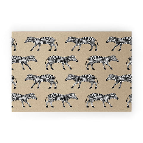 justin shiels Zebra I Welcome Mat