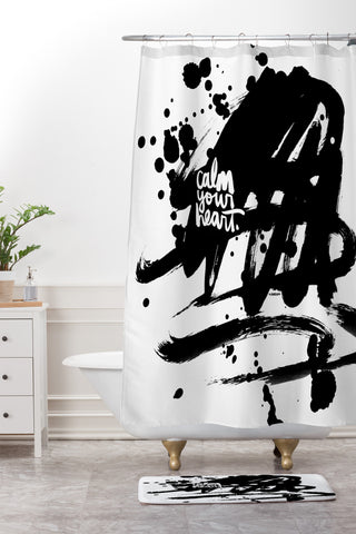 Kal Barteski CALM YOUR HEART Shower Curtain And Mat