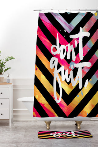 Kal Barteski DONT QUIT chevron Shower Curtain And Mat