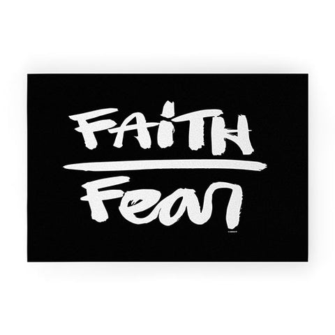 Kal Barteski FAITH over FEAR black Welcome Mat