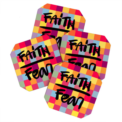 Kal Barteski FAITH over FEAR square Coaster Set
