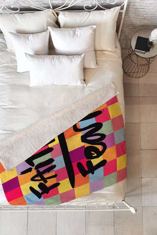 Kal Barteski FAITH over FEAR square Fleece Throw Blanket