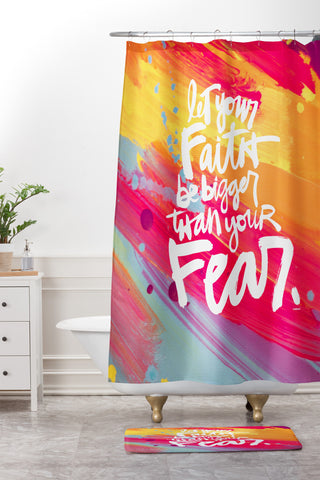 Kal Barteski LET YOUR FAITH colour Shower Curtain And Mat