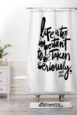 Kal Barteski LIFE IS bw Shower Curtain And Mat