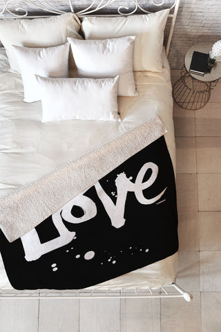 Kal Barteski Love Black Fleece Throw Blanket