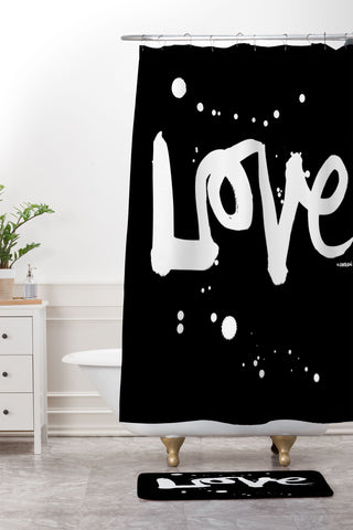 Kal Barteski Love Black Shower Curtain And Mat