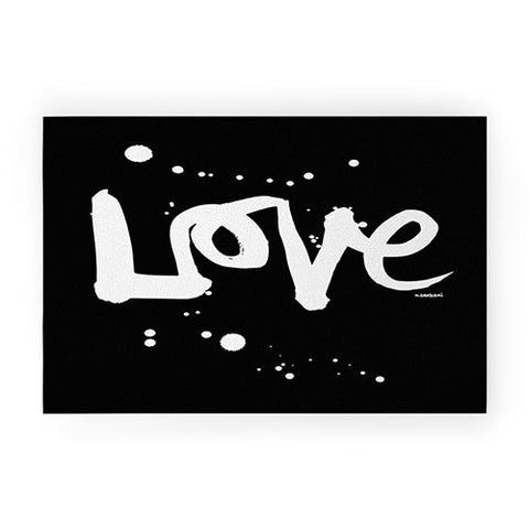 Kal Barteski Love Black Welcome Mat