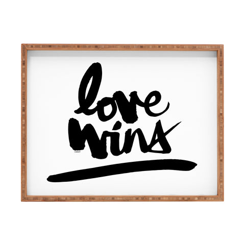 Kal Barteski LOVE WINS black Rectangular Tray