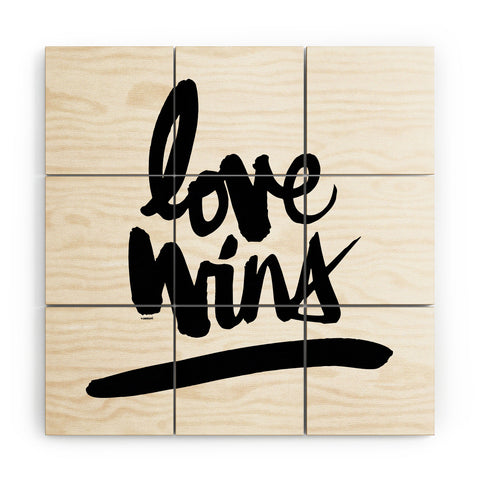 Kal Barteski LOVE WINS black Wood Wall Mural