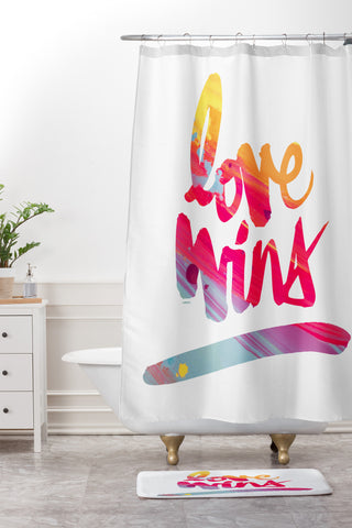 Kal Barteski LOVE WINS colour Shower Curtain And Mat