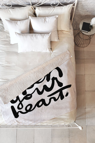 Kal Barteski OPEN YOUR HEART Fleece Throw Blanket