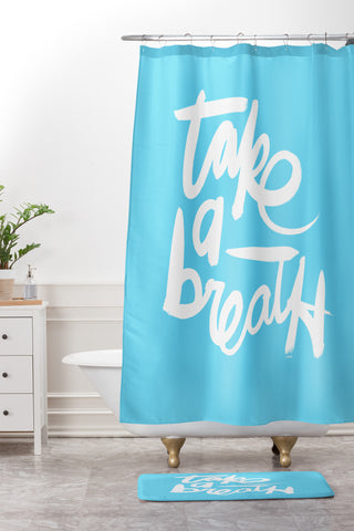 Kal Barteski Take Blue Shower Curtain And Mat