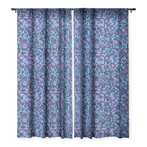 Kaleiope Studio Blue and Pink Squares Sheer Window Curtain