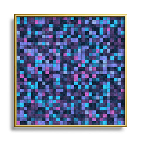 Kaleiope Studio Blue and Pink Squares Metal Square Framed Art Print