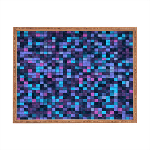 Kaleiope Studio Blue and Pink Squares Rectangular Tray