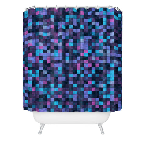 Kaleiope Studio Blue and Pink Squares Shower Curtain