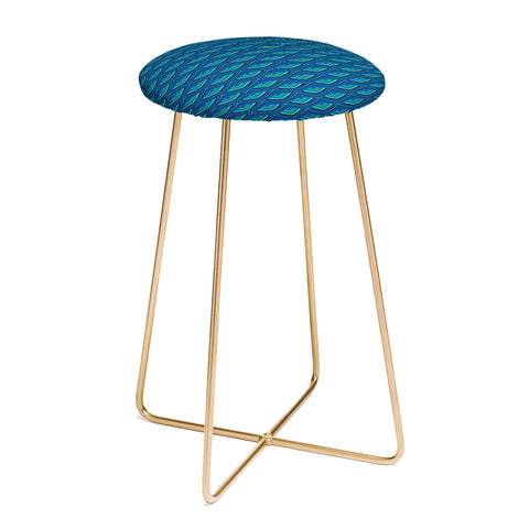Kaleiope Studio Blue Teal Art Deco Scales Counter Stool
