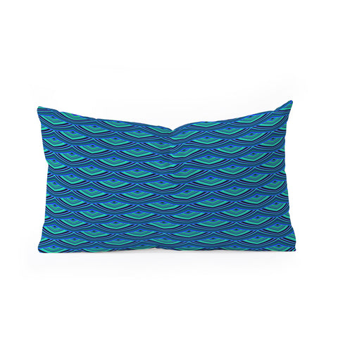 Kaleiope Studio Blue Teal Art Deco Scales Oblong Throw Pillow