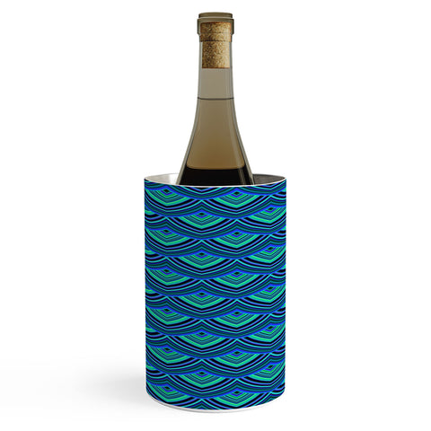 Kaleiope Studio Blue Teal Art Deco Scales Wine Chiller