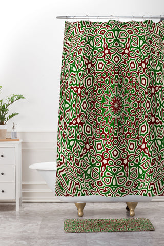 Kaleiope Studio Boho Christmas Mandala Shower Curtain And Mat