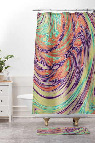 Kaleiope Studio Colorful Boho Swirl Shower Curtain And Mat