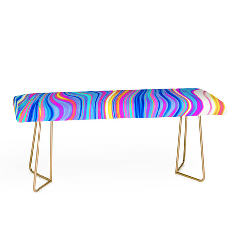 Kaleiope Studio Colorful Vivid Groovy Stripes Bench