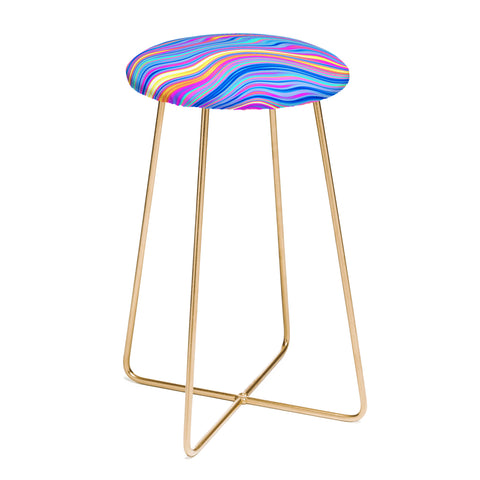 Kaleiope Studio Colorful Vivid Groovy Stripes Counter Stool