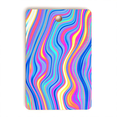 Kaleiope Studio Colorful Vivid Groovy Stripes Cutting Board Rectangle