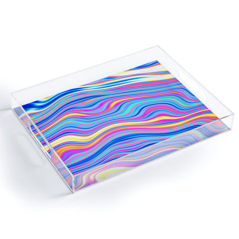 Kaleiope Studio Colorful Vivid Groovy Stripes Acrylic Tray