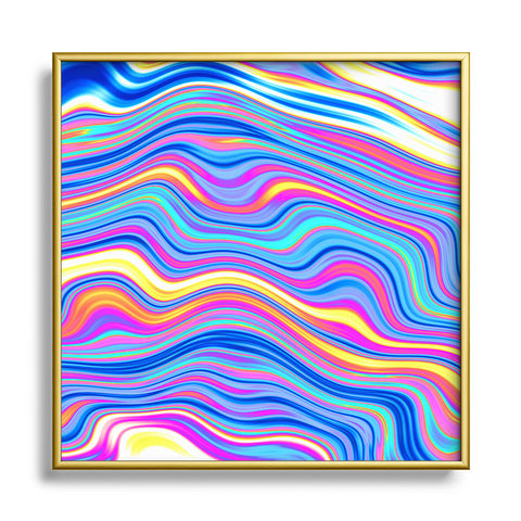 Kaleiope Studio Colorful Vivid Groovy Stripes Metal Square Framed Art Print