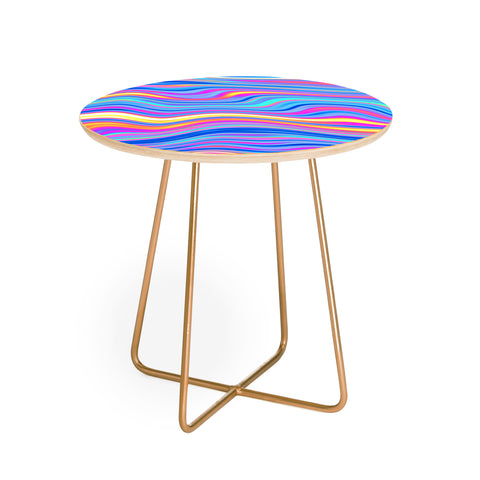 Kaleiope Studio Colorful Vivid Groovy Stripes Round Side Table