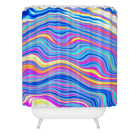 Kaleiope Studio Colorful Vivid Groovy Stripes Shower Curtain