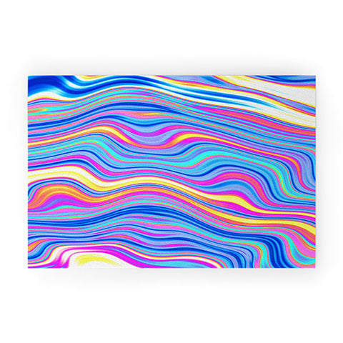 Kaleiope Studio Colorful Vivid Groovy Stripes Welcome Mat