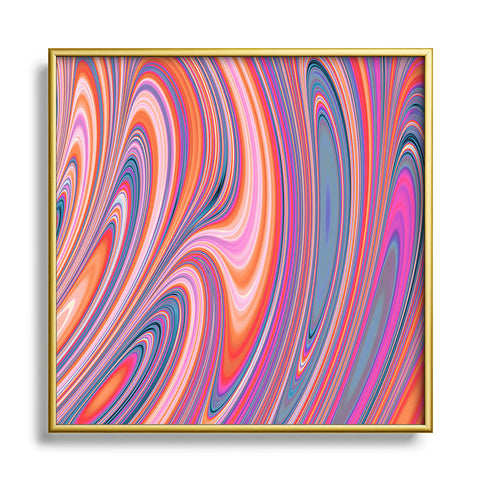 Kaleiope Studio Colorful Wavy Fractal Texture Metal Square Framed Art Print