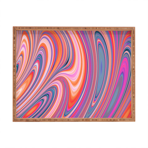Kaleiope Studio Colorful Wavy Fractal Texture Rectangular Tray