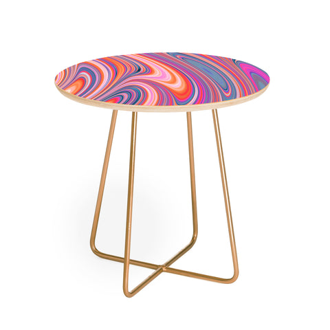 Kaleiope Studio Colorful Wavy Fractal Texture Round Side Table