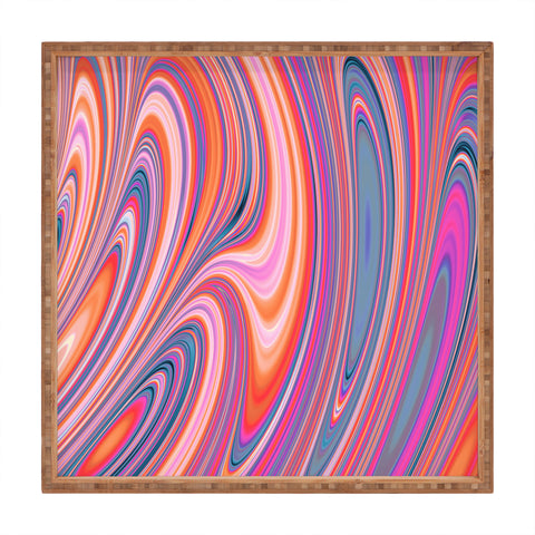 Kaleiope Studio Colorful Wavy Fractal Texture Square Tray