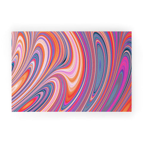 Kaleiope Studio Colorful Wavy Fractal Texture Welcome Mat