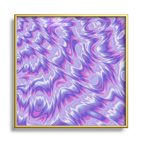 Kaleiope Studio Funky Purple Fractal Texture Metal Square Framed Art Print