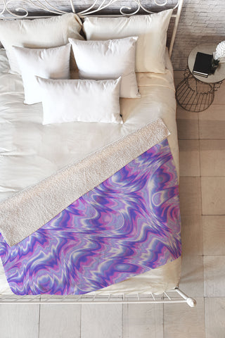 Kaleiope Studio Funky Purple Fractal Texture Fleece Throw Blanket