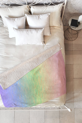 Kaleiope Studio Groovy Boho Pastel Rainbow Fleece Throw Blanket