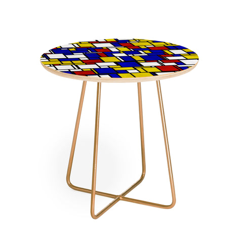 Kaleiope Studio Groovy Modern Mondrian Pattern Round Side Table