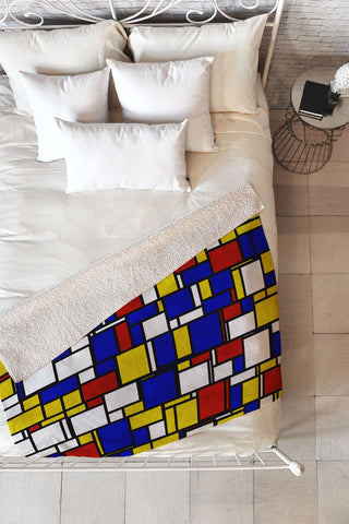 Kaleiope Studio Groovy Modern Mondrian Pattern Fleece Throw Blanket