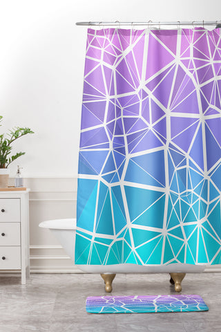 Kaleiope Studio Jewel Tone Low Poly Gradient Shower Curtain And Mat
